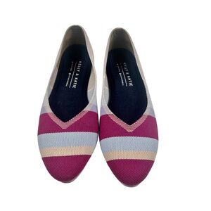 Kelly & Katie Pink/Lt. Blue Fonzie2 Striped Flats Size 9.5